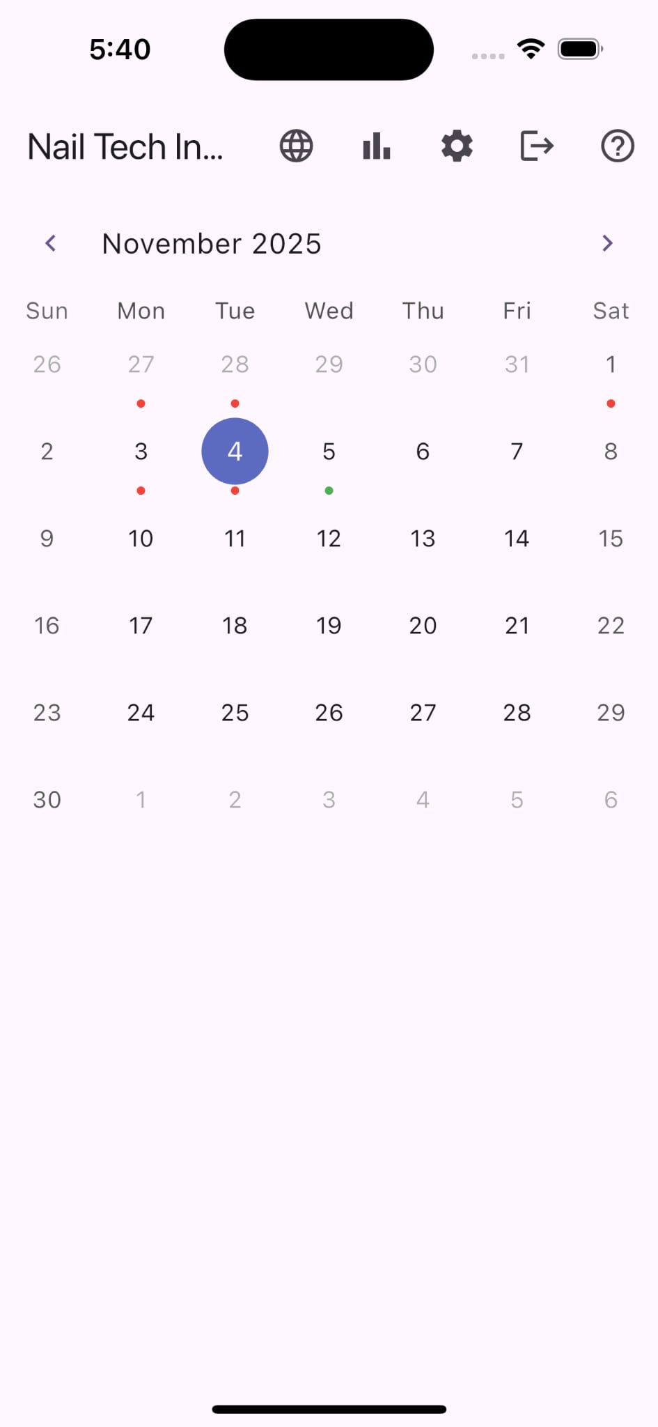 Nail Tech Income Tracker Screenshot 1