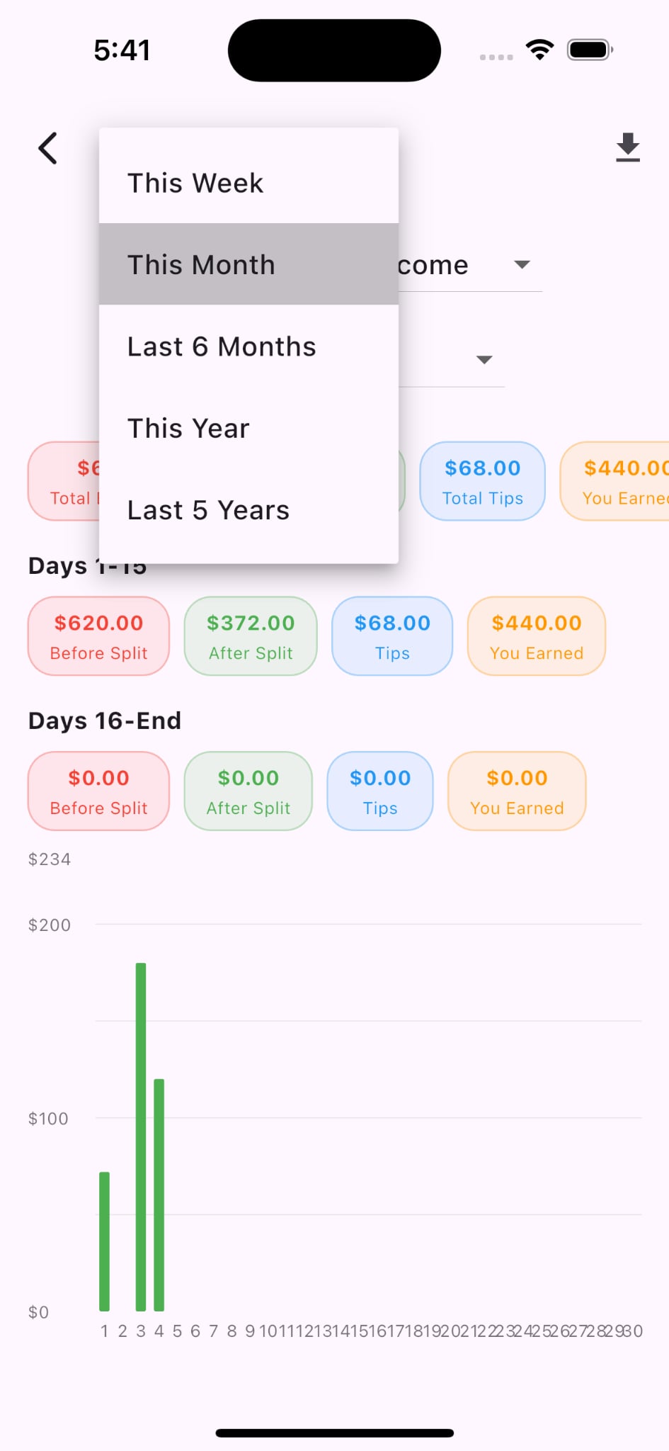 Nail Tech Income Tracker Screenshot 2